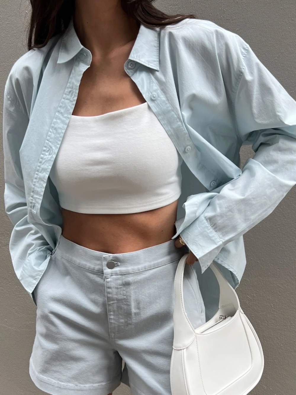 Oak + Fort, Classic Cotton Poplin Shirt, Ballad Blue, Size S Oversized Button Up